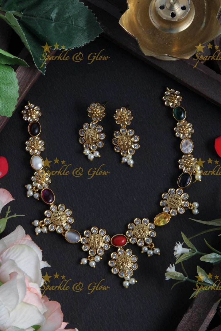 Ram Parivaar Coin Floral Multicolor beads Necklace