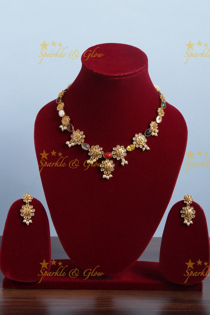 Ram Parivaar Coin Floral Multicolor beads Necklace