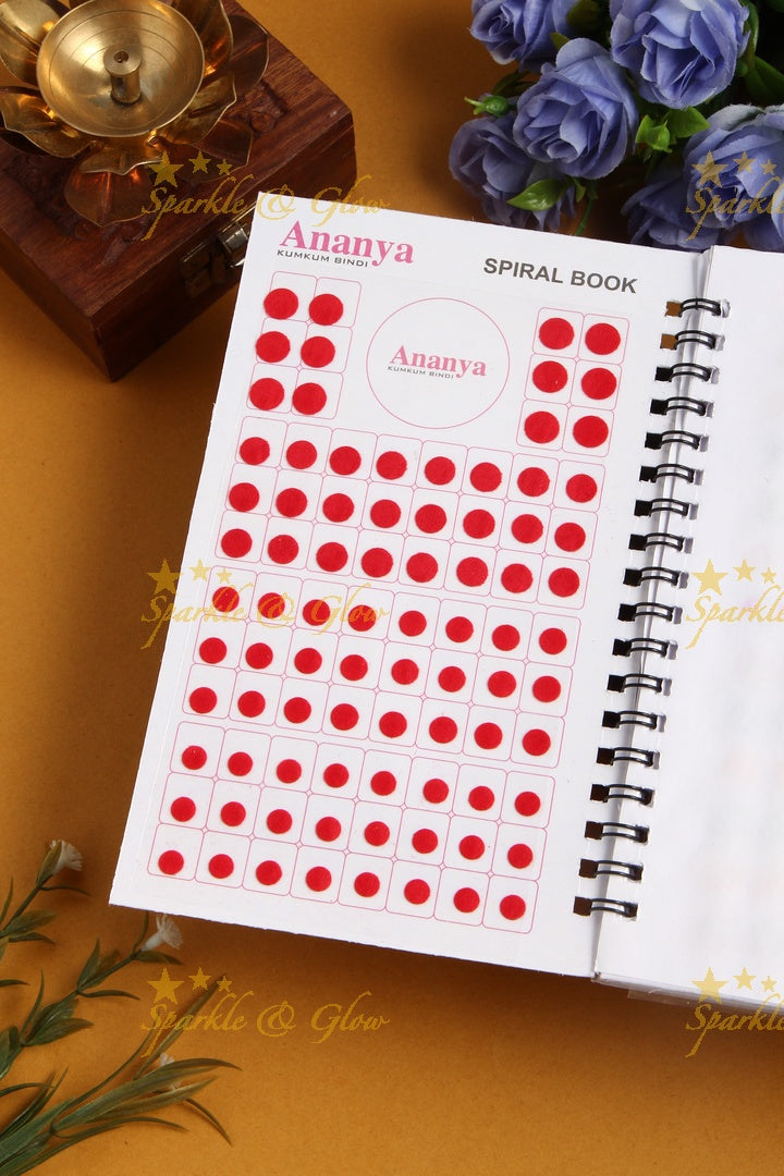 Ananya plain with different sized round bindi spiral book in assorted colour