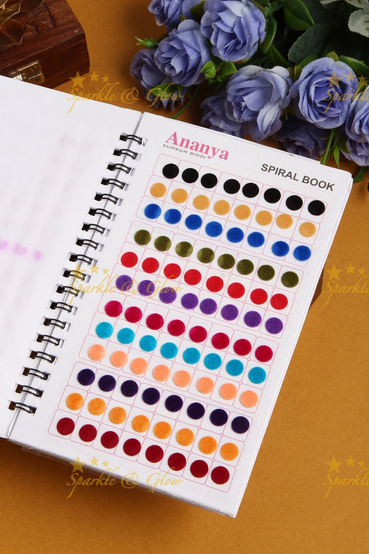 Ananya plain with different sized round bindi spiral book in assorted colour