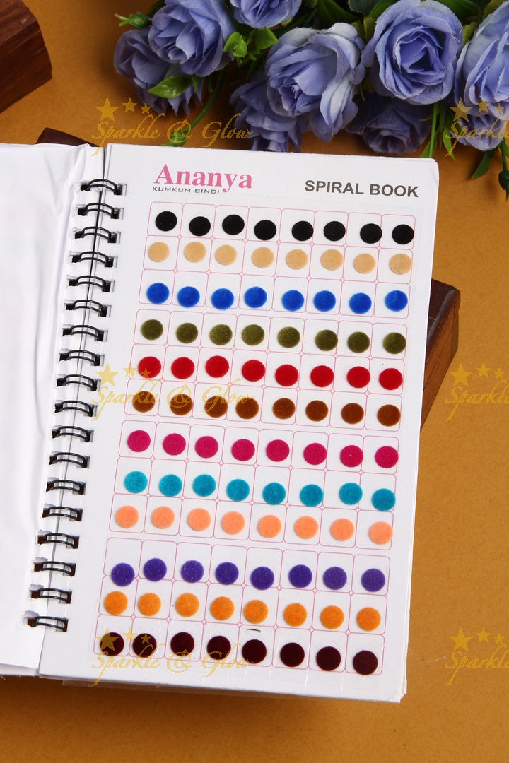 Ananya plain with different sized round bindi spiral book in assorted colour