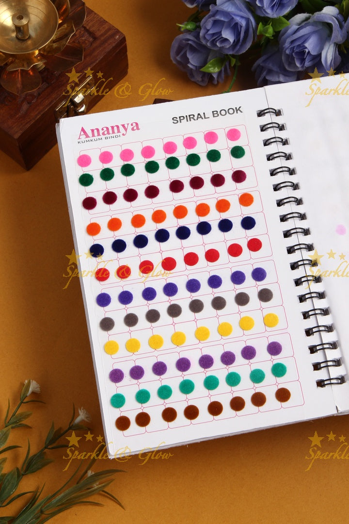 Ananya plain with different sized round bindi spiral book in assorted colour