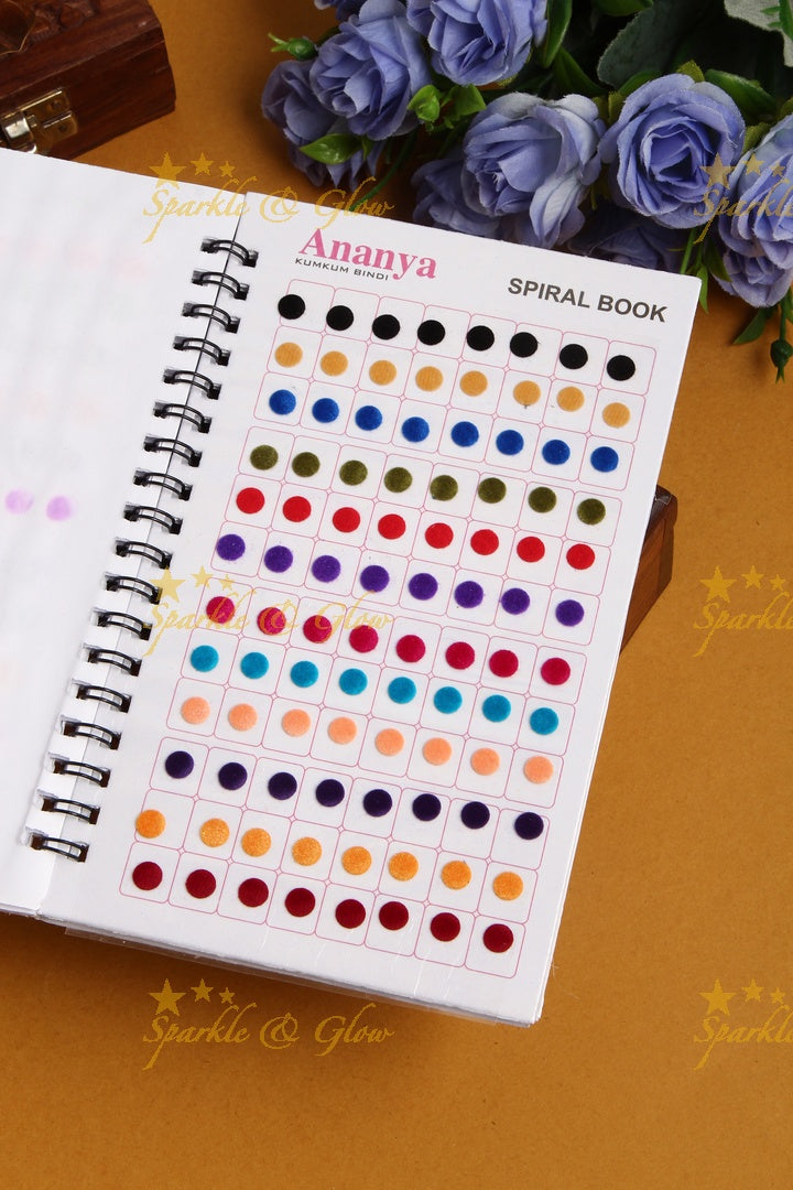 Ananya plain with different sized round bindi spiral book in assorted colour
