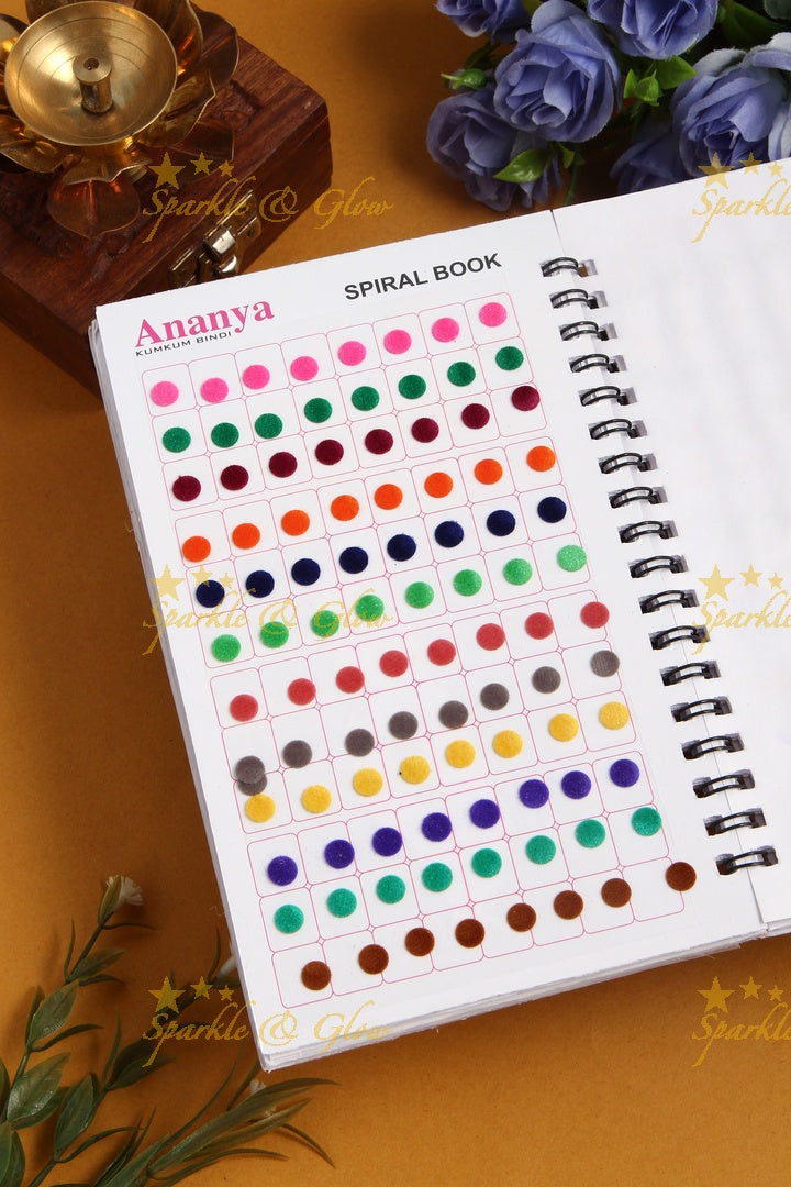 Ananya plain with different sized round bindi spiral book in assorted colour