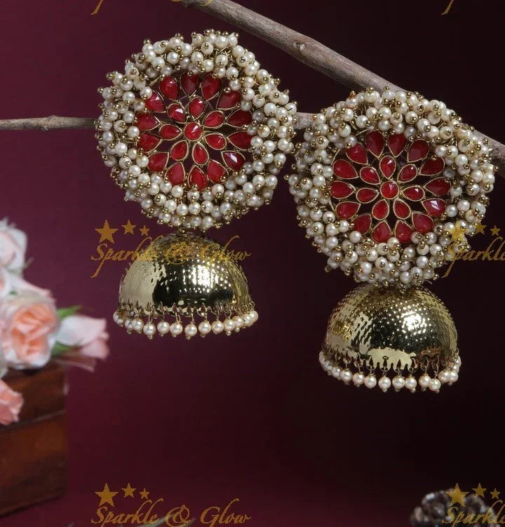 Jhumuka Studded Gold-Like Pearl Cluster Necklace - Black
