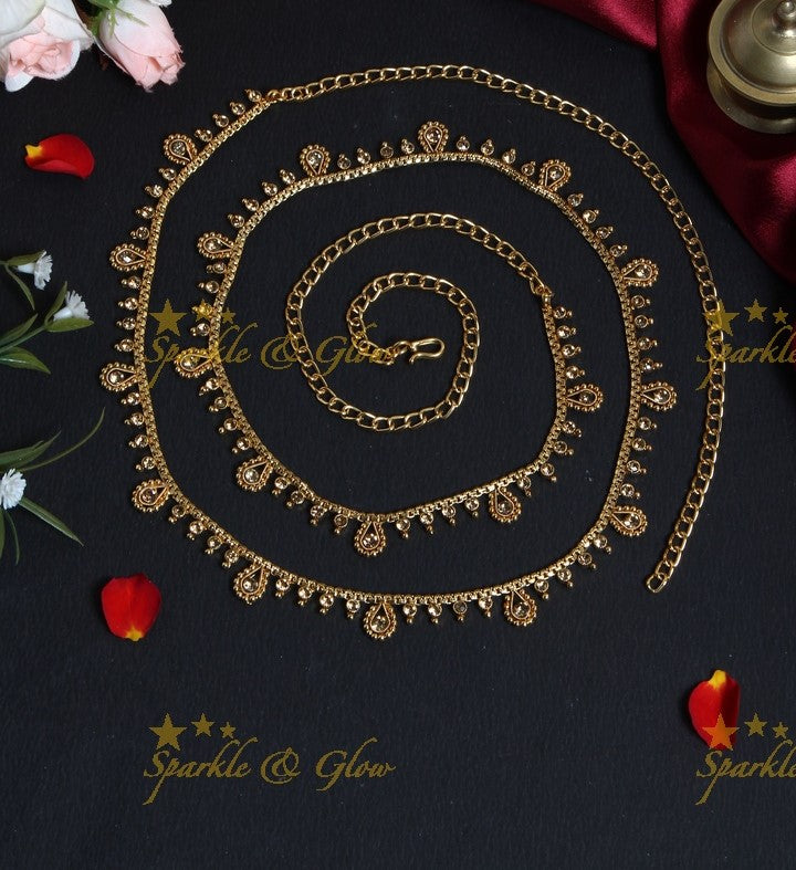 Beautiful antique gold polished bindi design hip chain