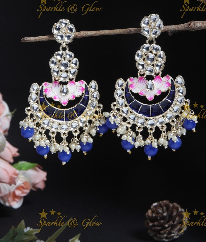 Beautiful half moon shaped bali with foral design- Pink