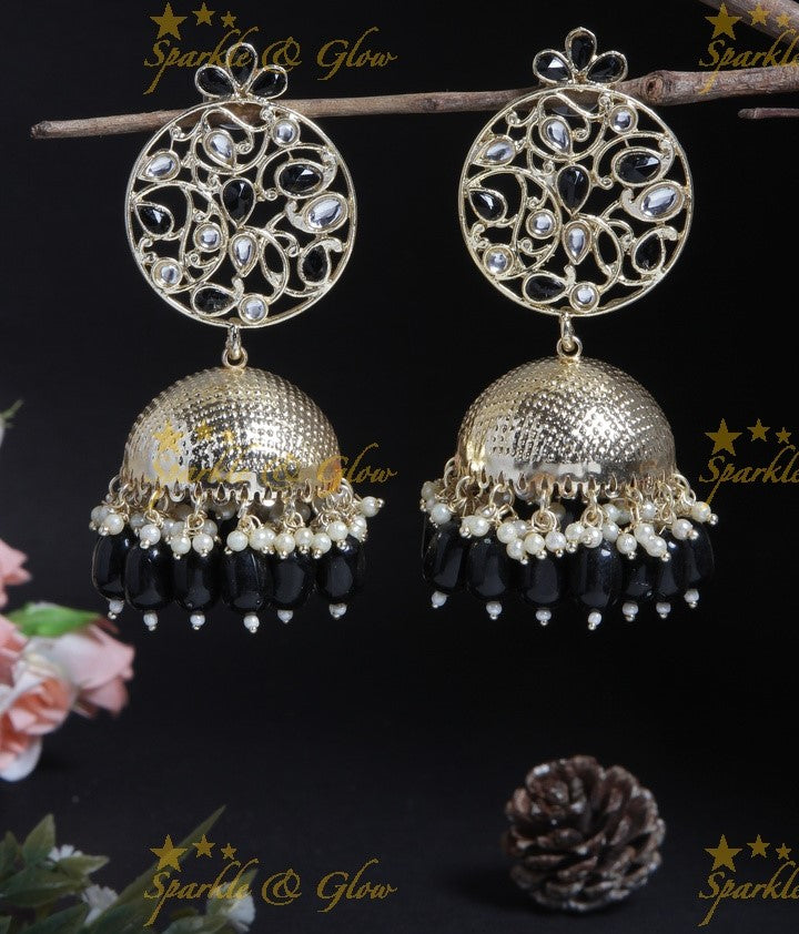 Traditional light weight design pearl jhumuka- White