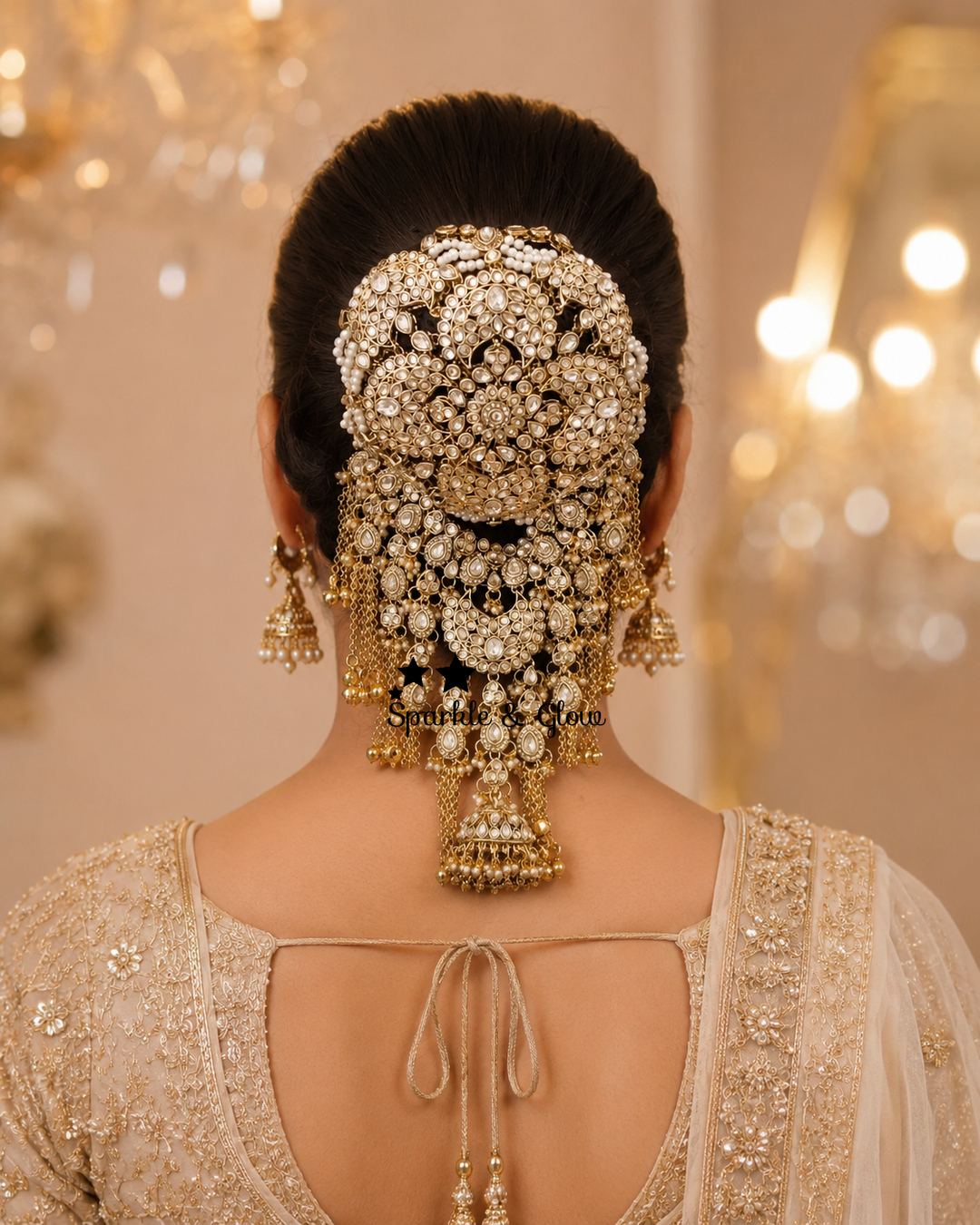 Gold-Toned Festive Hair Bun Accessory for Weddings
