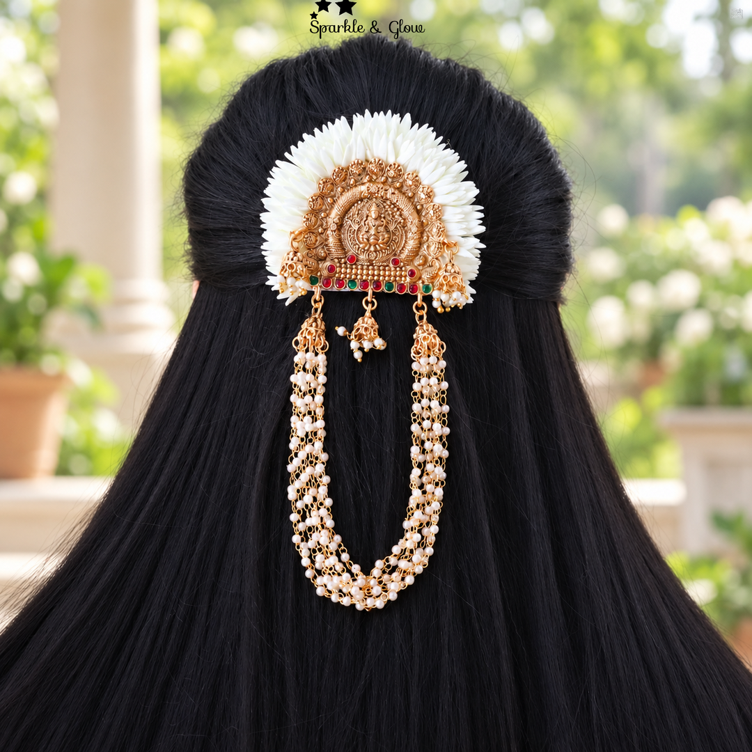 Exquisite Gold Temple Hair Clip for Weddings & Festivals