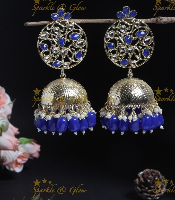 Traditional light weight design pearl jhumuka- White