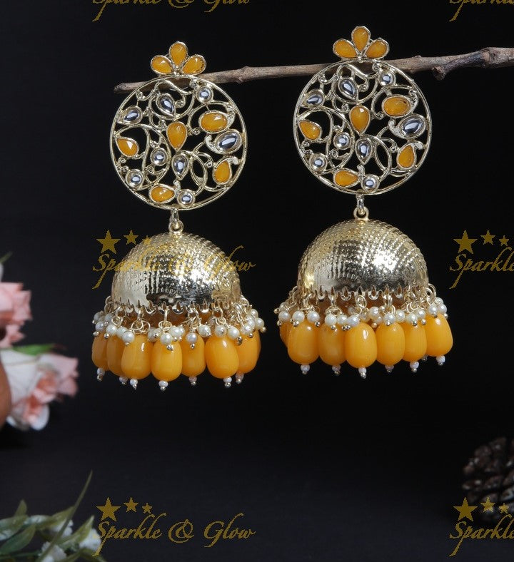 Traditional light weight design pearl jhumuka- White