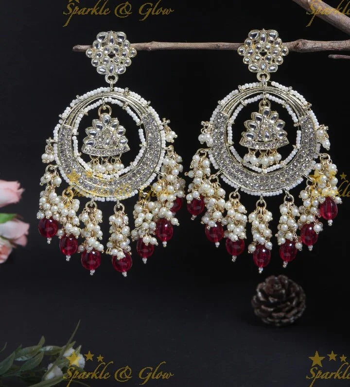 Gutta Pusalu Chandbali | Gold Finish & Violet Beads