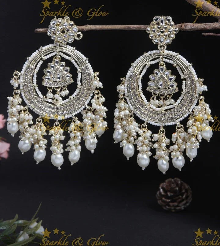 Gutta Pusalu Chandbali | Gold Finish & Violet Beads