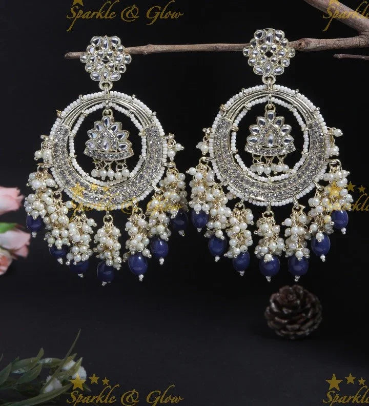 Gutta Pusalu Chandbali | Gold Finish & Violet Beads