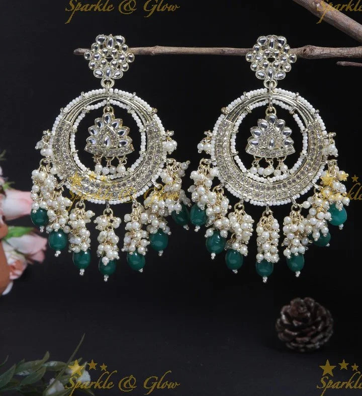Gutta Pusalu Chandbali | Gold Finish & Violet Beads