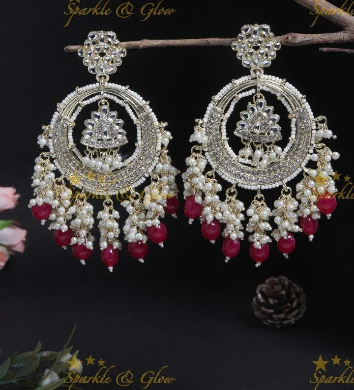 Gutta Pusalu Chandbali | Gold Finish & Violet Beads