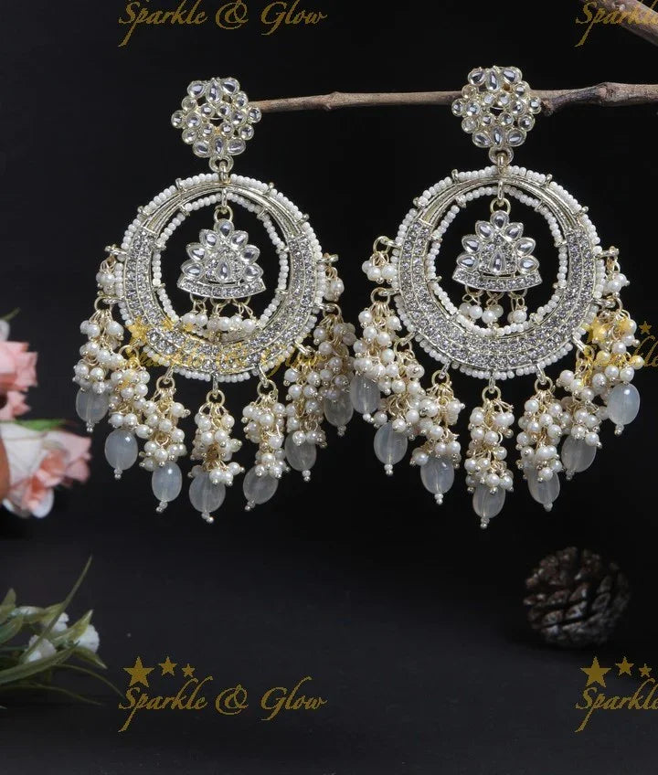 Gutta Pusalu Chandbali | Gold Finish & Violet Beads