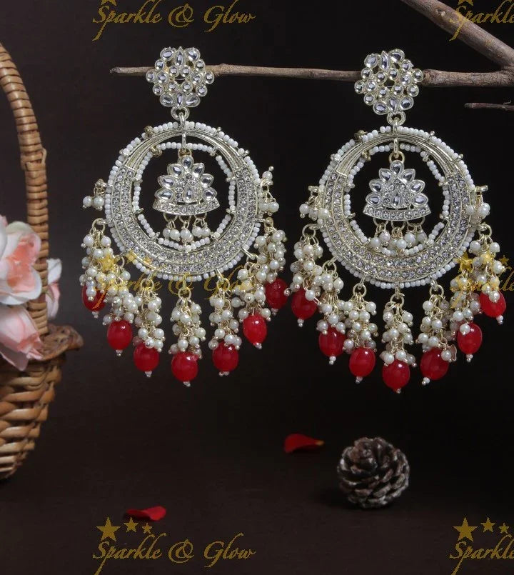 Gutta Pusalu Chandbali | Gold Finish & Violet Beads