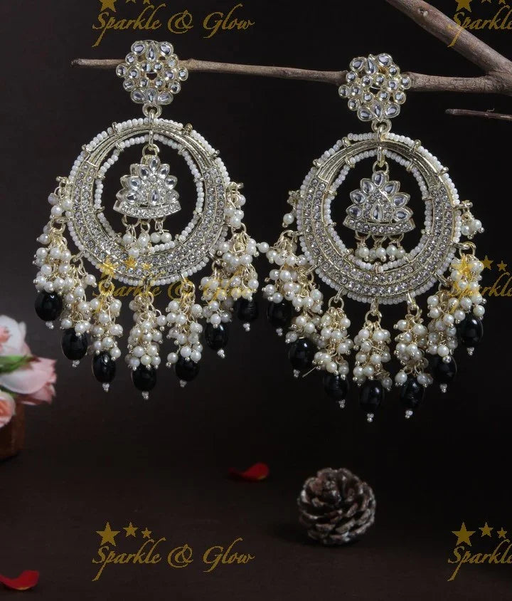 Gutta Pusalu Chandbali | Gold Finish & Violet Beads