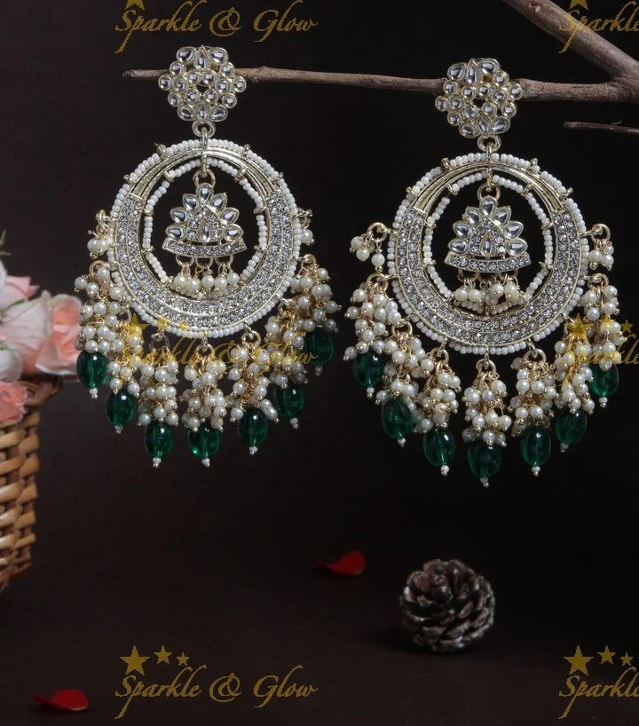 Gutta Pusalu Chandbali | Gold Finish & Violet Beads