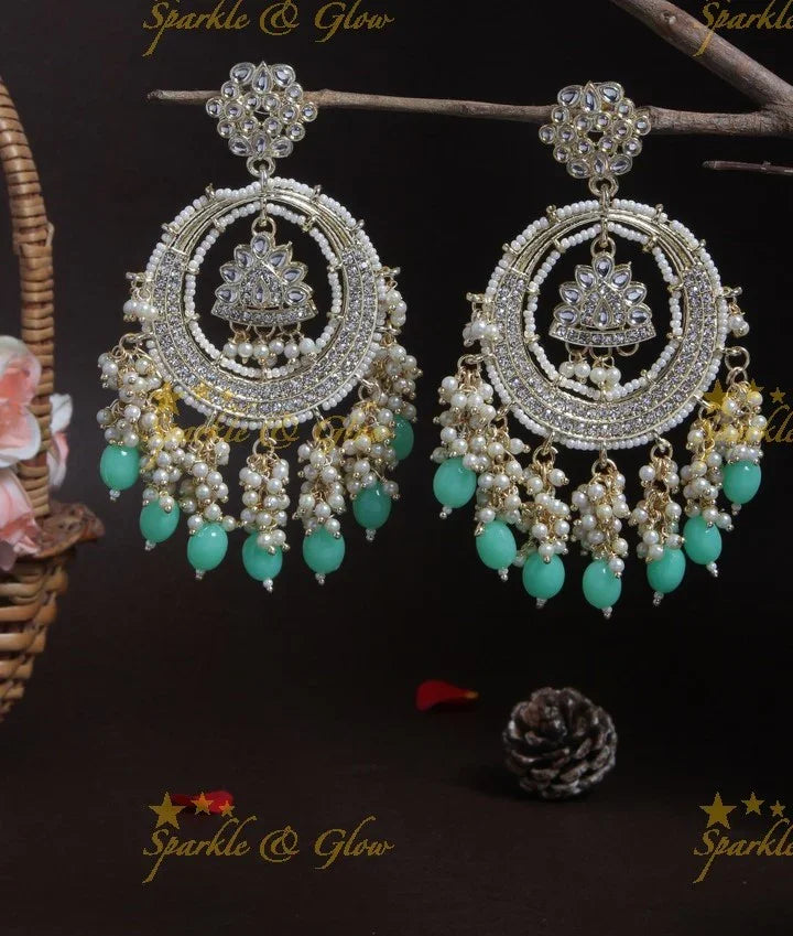 Gutta Pusalu Chandbali | Gold Finish & Violet Beads