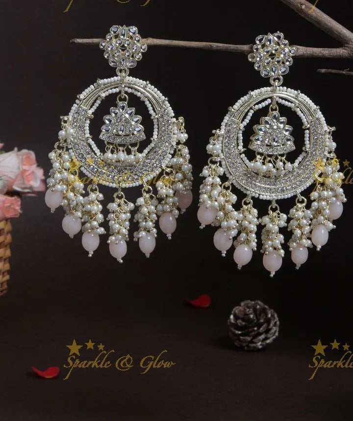 Gutta Pusalu Chandbali | Gold Finish & Violet Beads
