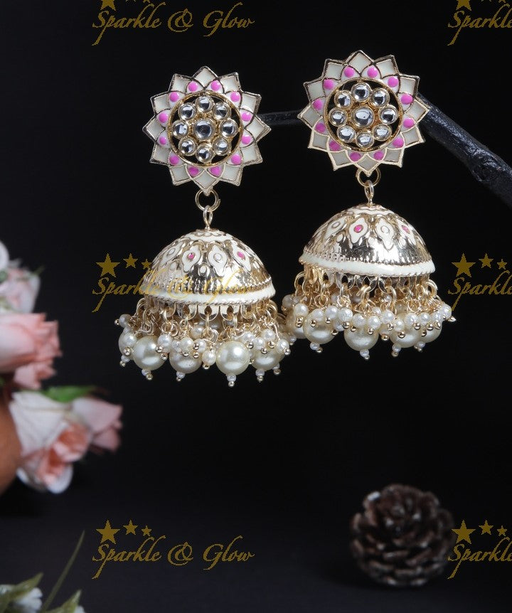 Beautiful sunflower jhumuka with Peach Beads