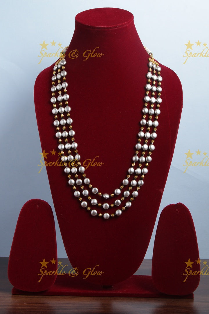 Exclusive Three Layered Pearl Mala- Black