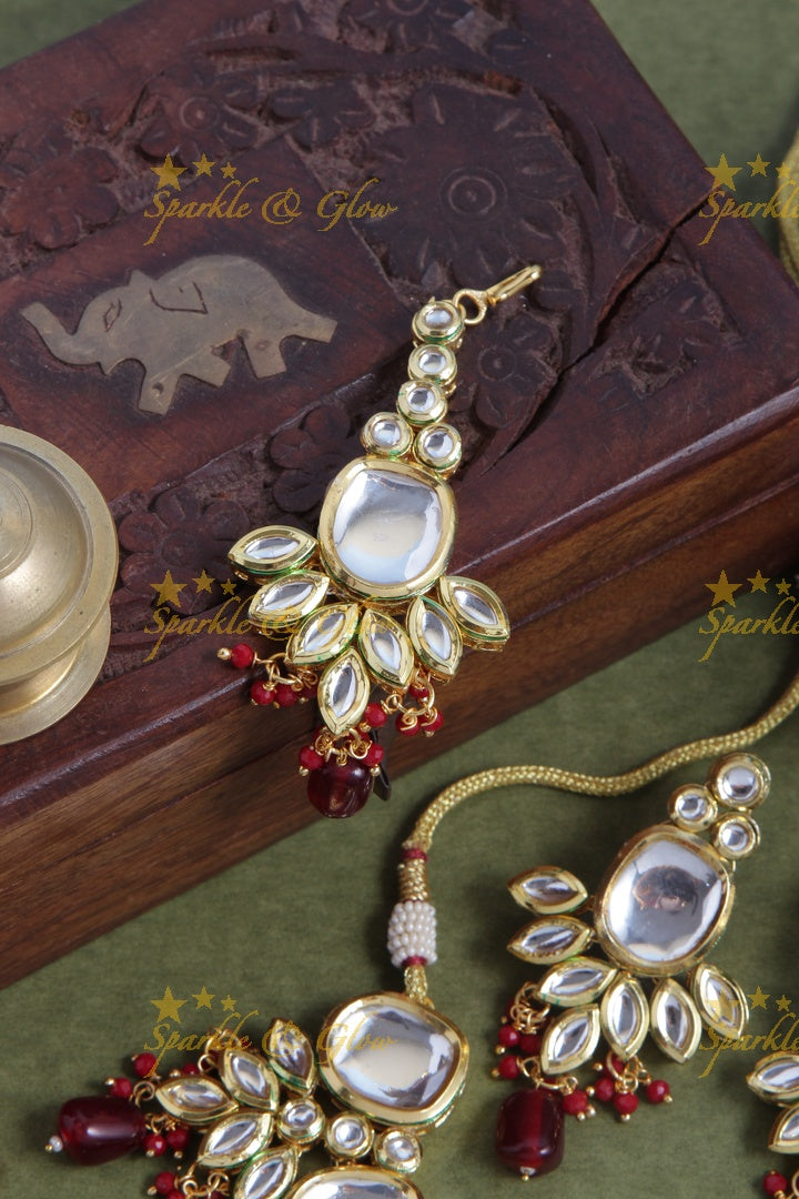 Beautiful Kudan Stone Leaf Work Gutta Pusalu Necklace