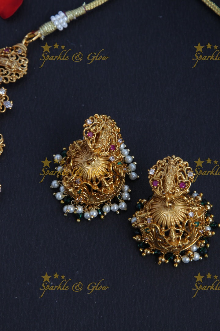 Gold Alike Polished Dashavathara Gutta Pusalu Necklace