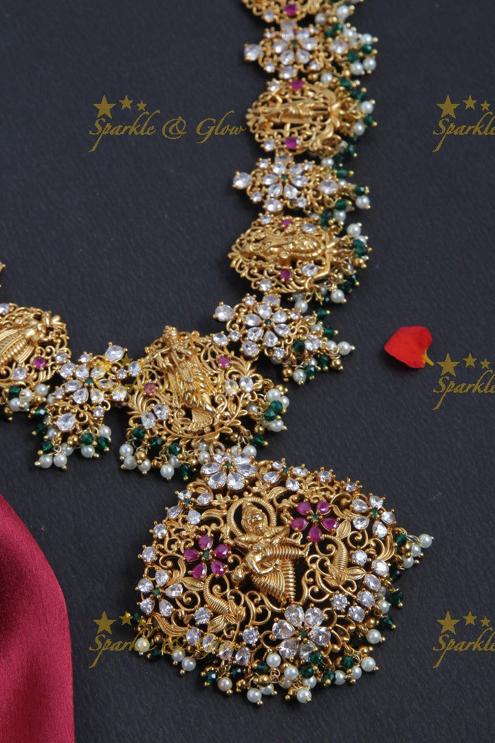 Gold Alike Polished Dashavathara Gutta Pusalu Necklace