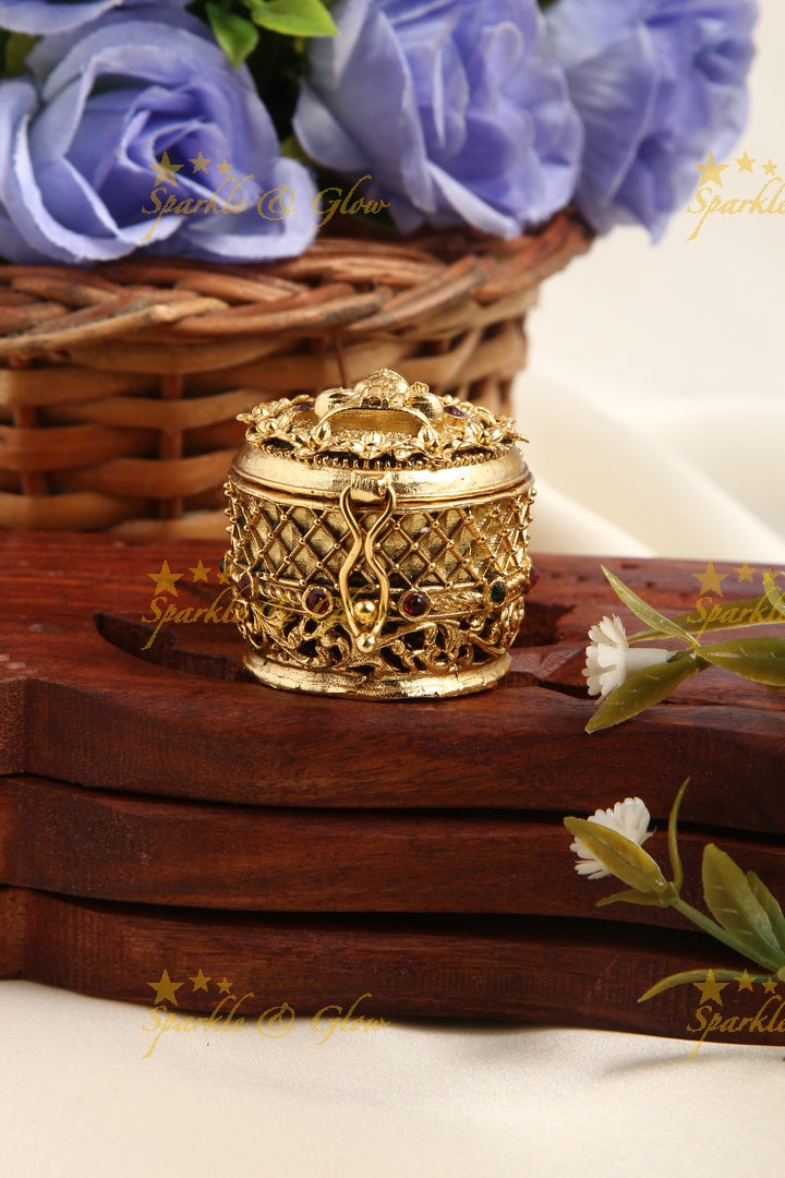 Gold Alike Polished Lakshmi Kumkum Box