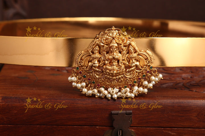 Premium Matte Intricately carved Lakshmi goddess pendent hipbelt