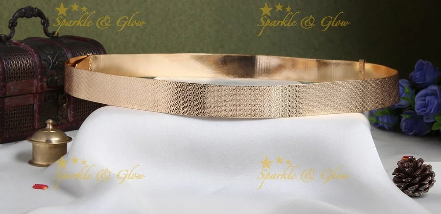 Handcrafted designed gold polish plain hipbelt - design 1 - Sparkle and Glow