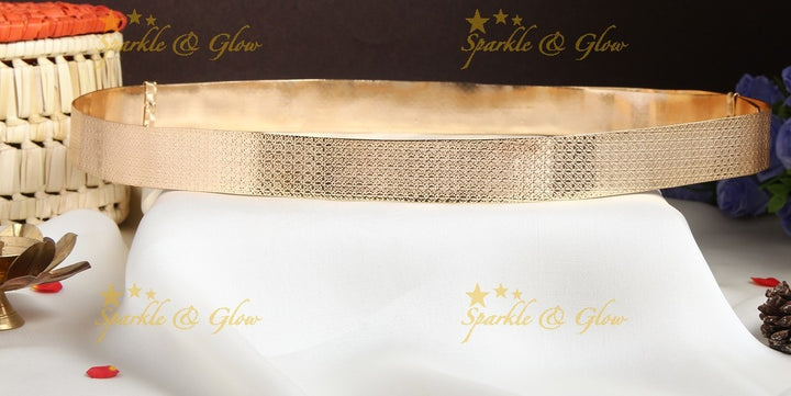 Handcrafted designed gold polish plain hipbelt  - design 2