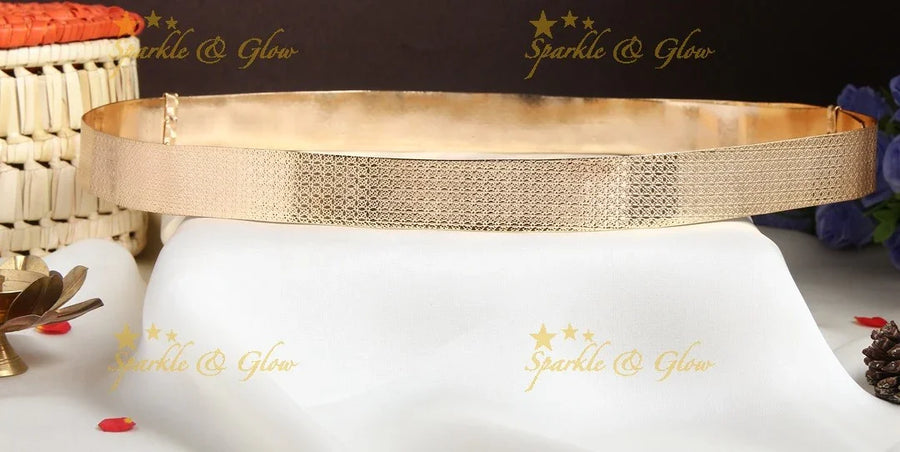 Handcrafted designed gold polish plain hipbelt - design 2 - Sparkle and Glow