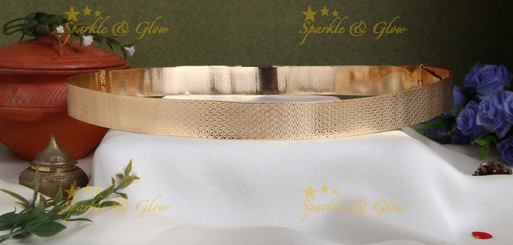 Handcrafted designed gold polish plain hipbelt  - design 6