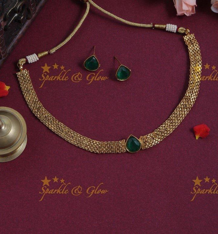 Budgetted Antique stone choker - Green - Sparkle and Glow