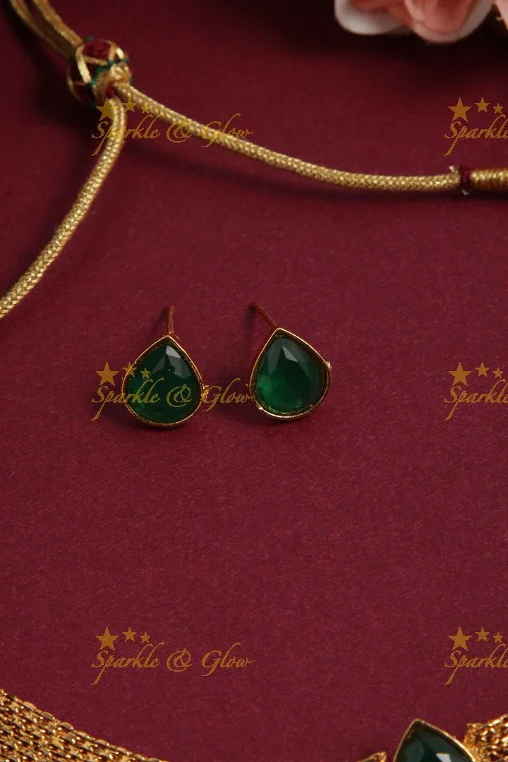 Budgetted Antique stone choker - Green - Sparkle and Glow