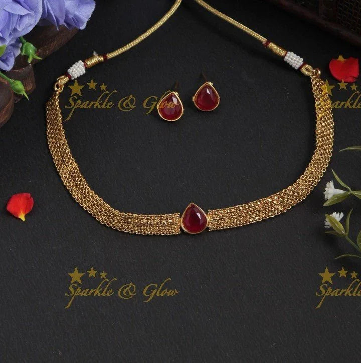 Budgetted Antique stone choker - Green - Sparkle and Glow