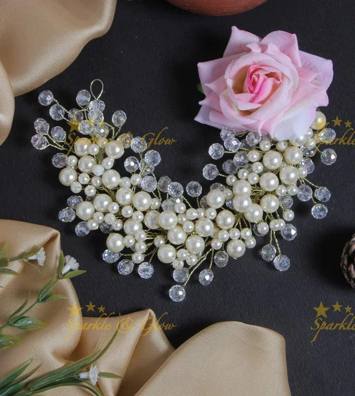 Beautiful rose pearl transparent pearl Hair Veena, Gajra - Sparkle and Glow