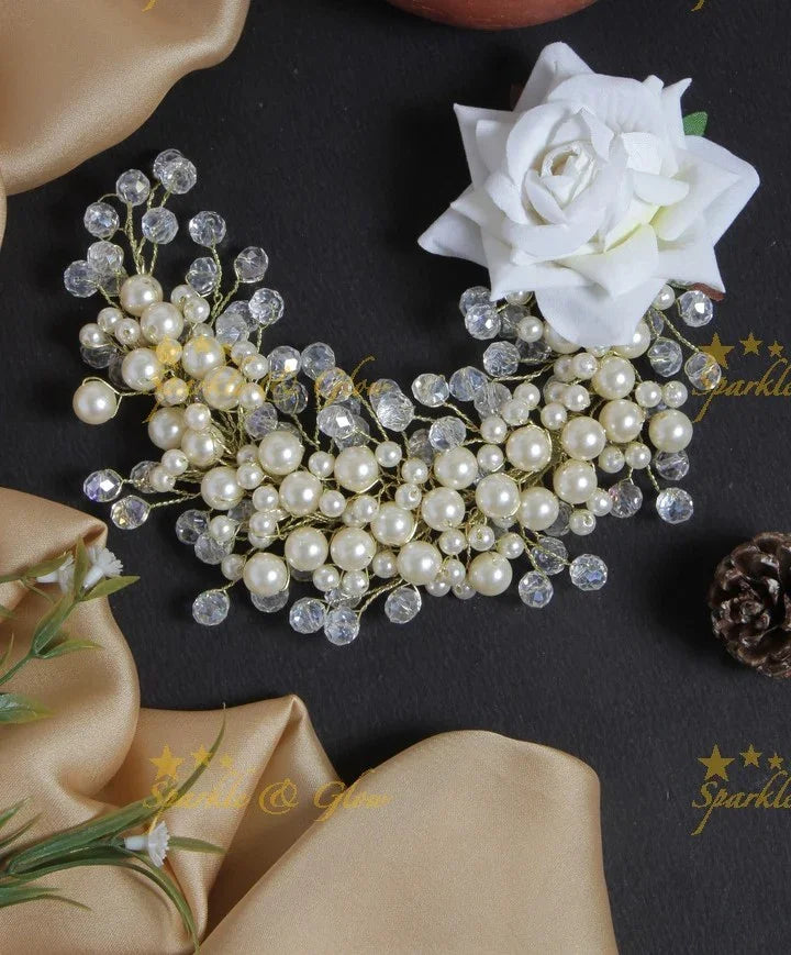 Beautiful rose pearl transparent pearl Hair Veena, Gajra - Sparkle and Glow