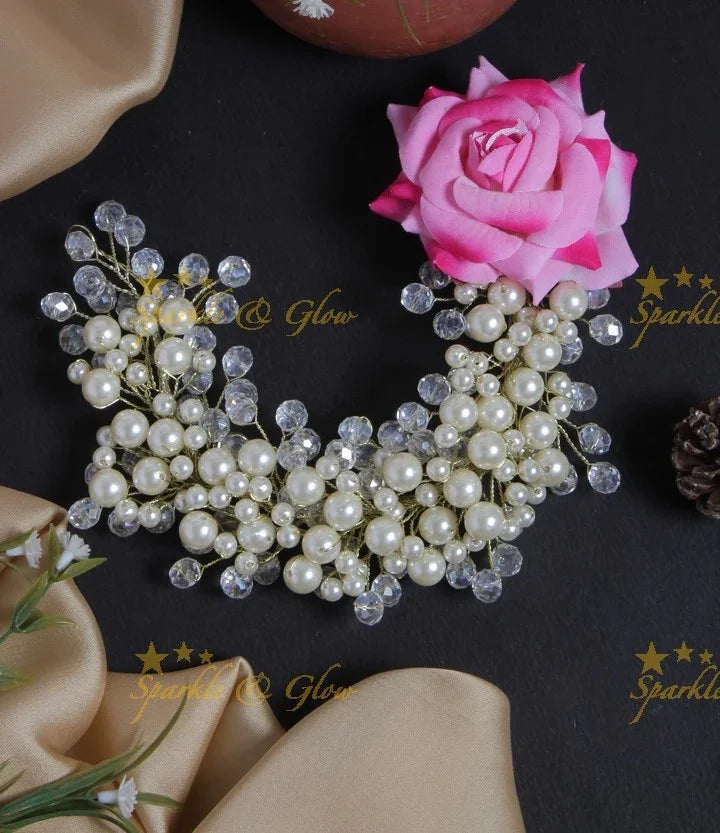 Beautiful rose pearl transparent pearl Hair Veena, Gajra - Sparkle and Glow