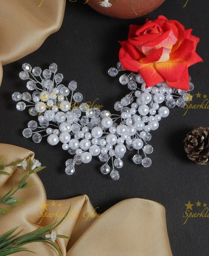Beautiful rose pearl transparent pearl Hair Veena, Gajra - Sparkle and Glow