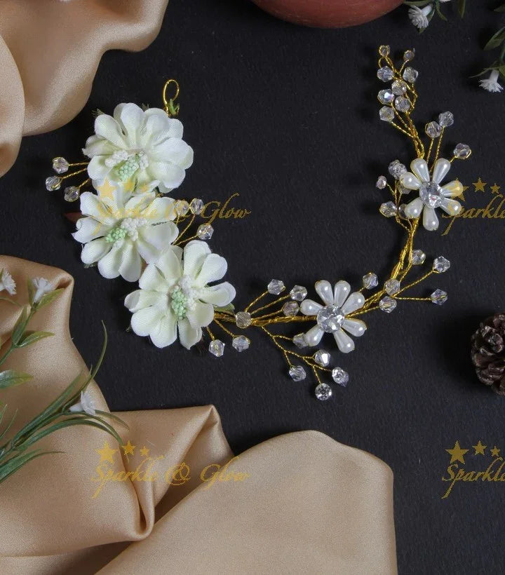 Transparent Pearl Floral Hair Veena Gajra