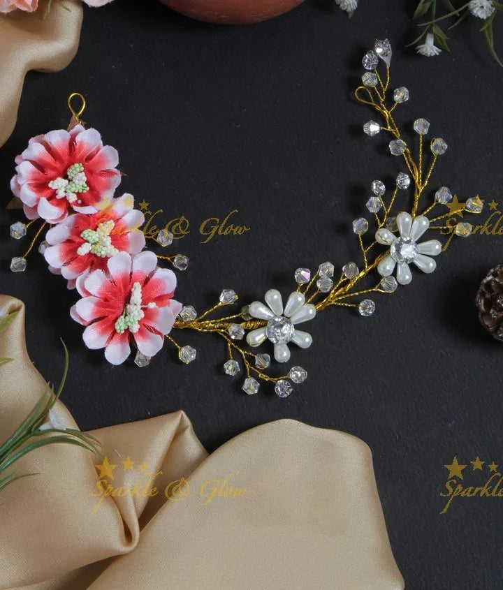 Transparent Pearl Floral Hair Veena Gajra