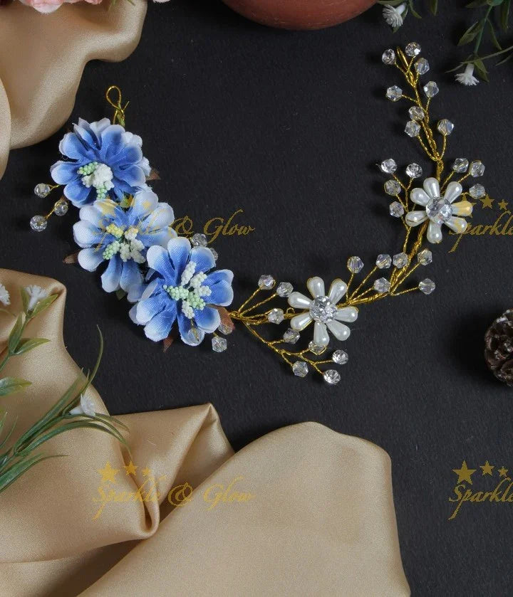 Transparent Pearl Floral Hair Veena Gajra