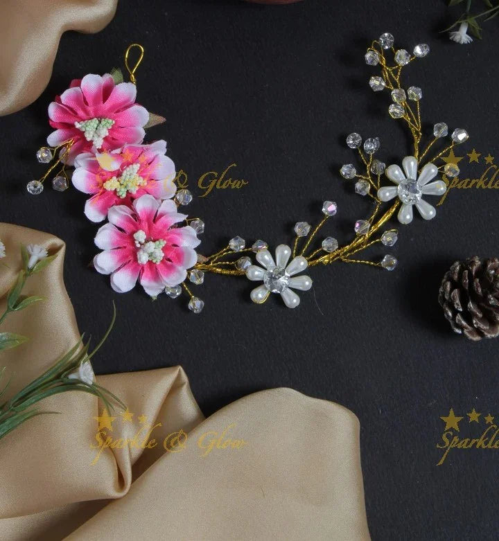 Transparent Pearl Floral Hair Veena Gajra