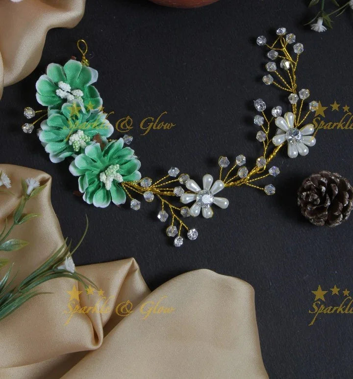 Transparent Pearl Floral Hair Veena Gajra